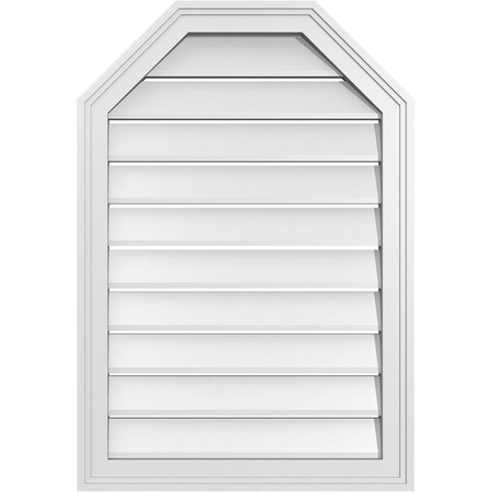 Ekena Millwork Octagonal Top Surface Mount PVC Gable Vent w/ 2"W x 1-1/2"P Brickmould Frame, 22"W x 32"H GVPOT22X3202SF